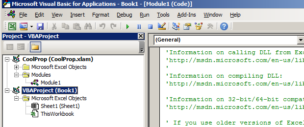 visual basic excel coolprop